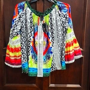 Alberto Makali boho lace bell sleeve top